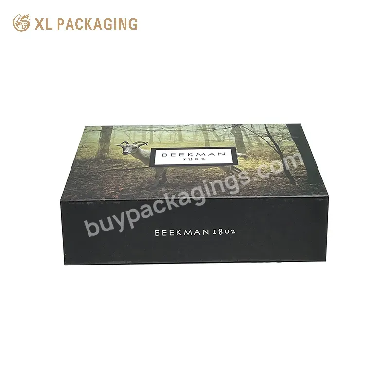 Custom Logo Black Cosmetic Packaging Magnetic Box Luxury Cosmetic Boxes Magnet Skin Care Cosmetic Paper Boxes With Tray