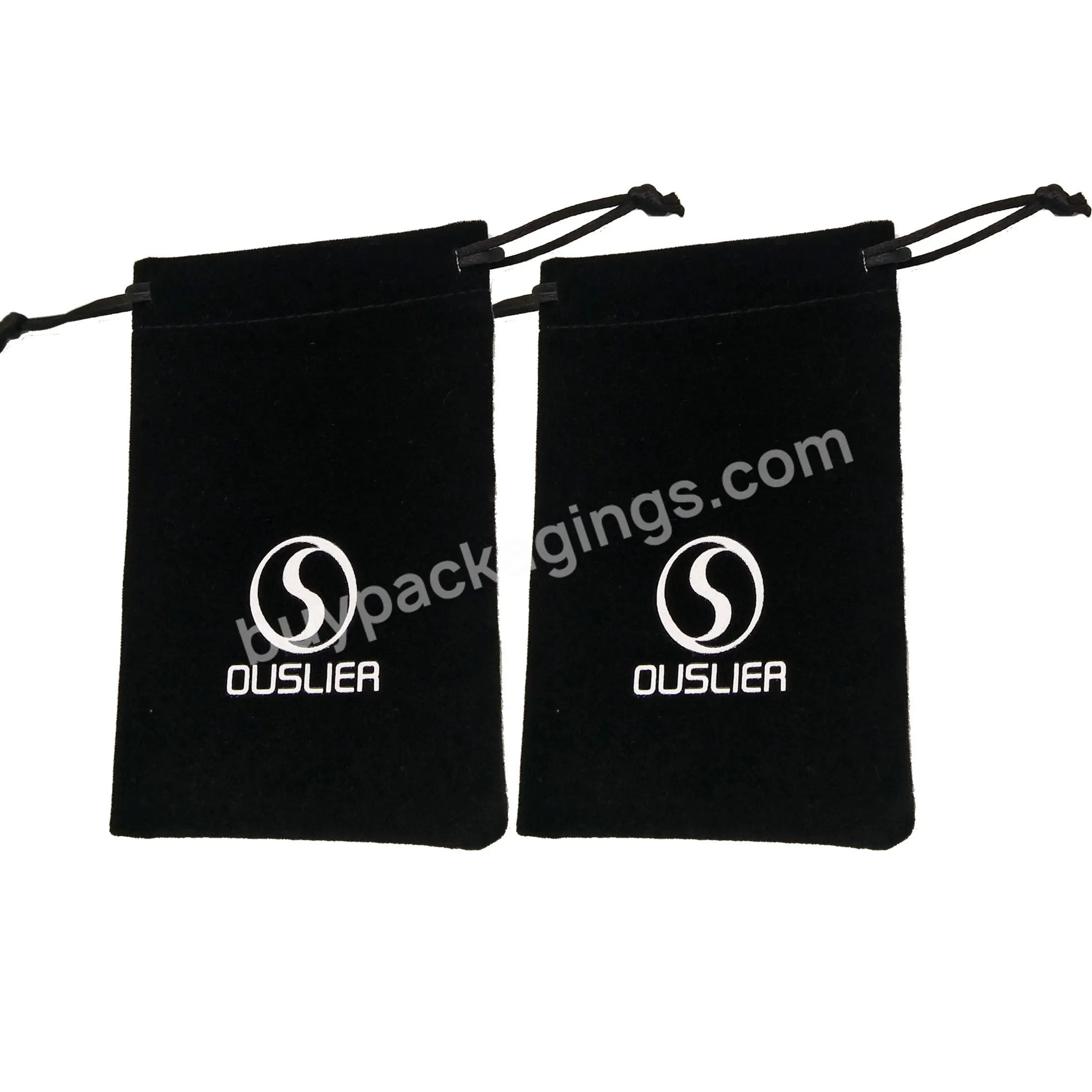 Custom Logo Black Dust Bags For Handbags Luxury Suede Pouch Drawstring Gift Wrap Velvet Jewelry Bag