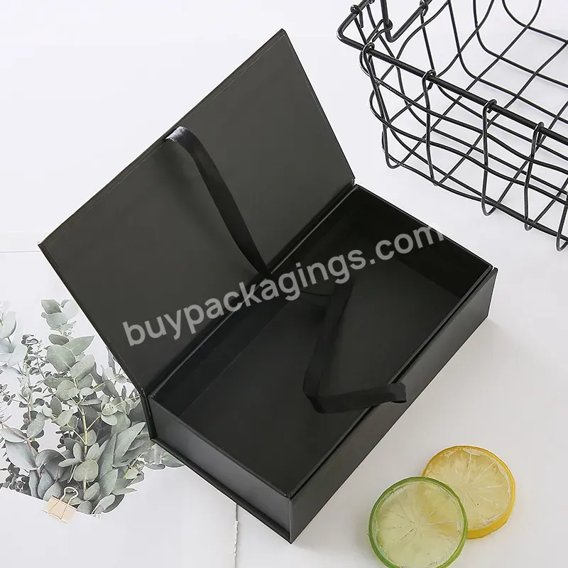 Custom Logo Black Gift Box Foam Insert Rigid Paper Cardboard Flap Lid Magnet Gift Box Jewelry Boxes