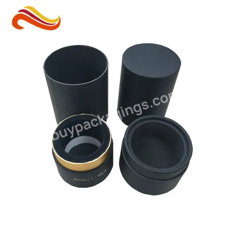 Custom Logo Black Paperboard Cylinder Round Perfume Custom Cardboard Paper Tube Packaging