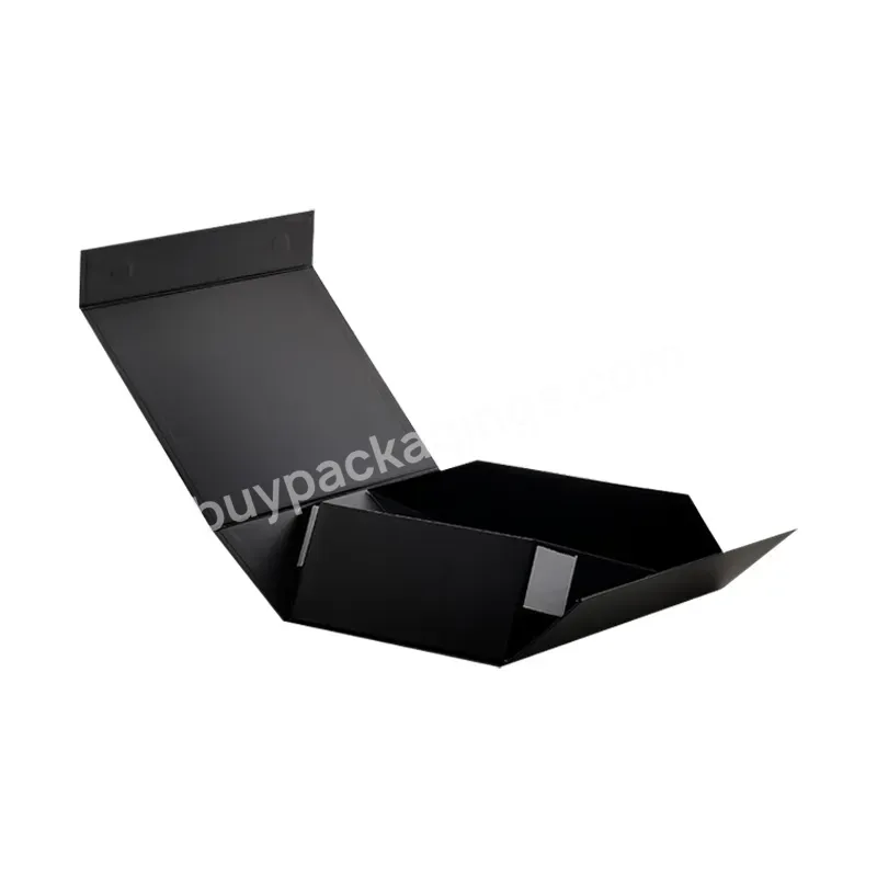 Custom Logo Black Rigid Board Cardboard Packaging Paper Gift Box With Magnetic Lid Closure For Shoes & Clothing