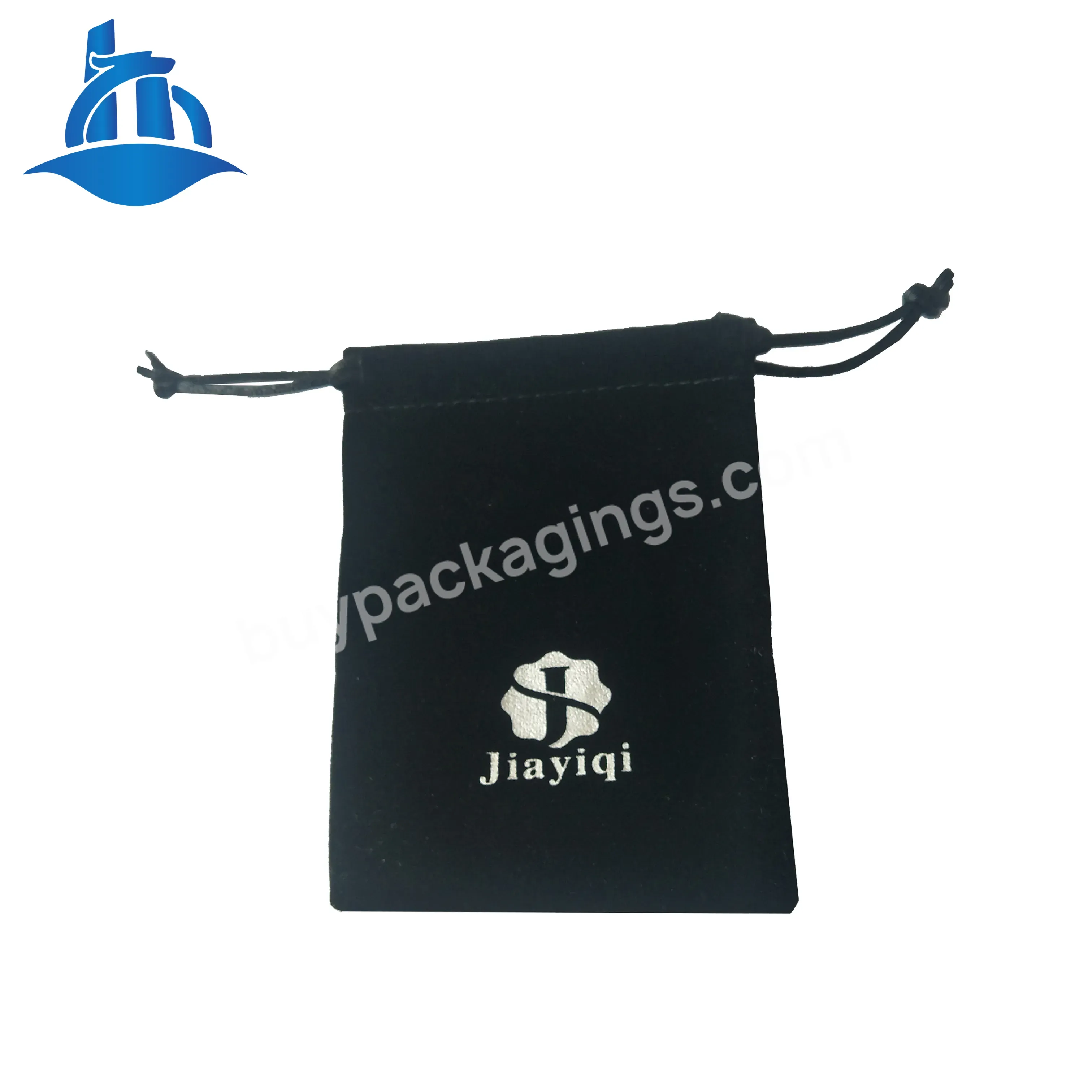 Custom Logo Black Velvet Gift Wrappedstandup Pouches Jewelry Packaging Jewelry Gift Bags