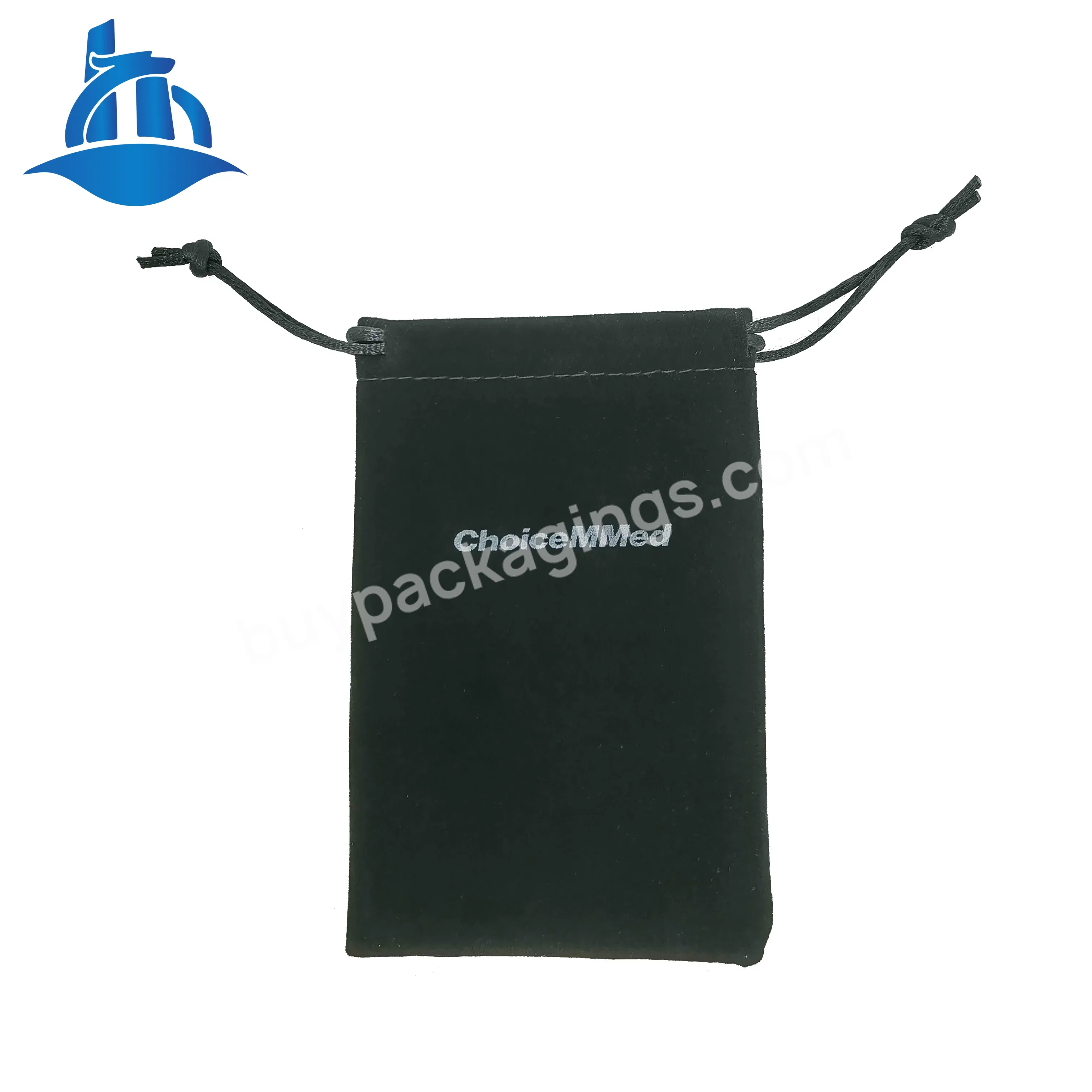 Custom Logo Black Velvet Gift Wrappedstandup Pouches Jewelry Packaging Jewelry Gift Bags