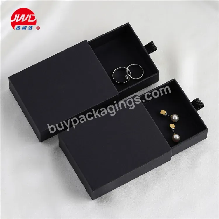 Custom Logo Coffret Bracelet Earring Ring Chain Black Pendant Necklace Box Paper Packaging Gift Jewelry Sliding Boxes