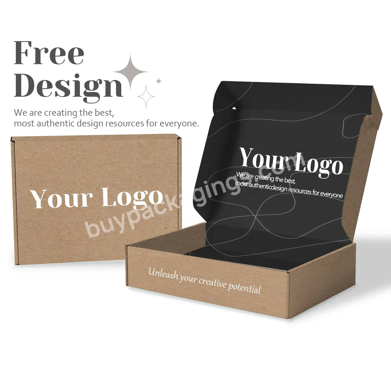 Custom Logo Corrugated Biodegradable Environmental Compostable Eco Friendly Recycled Clothing Apparel Brown Kraft Shipping Box