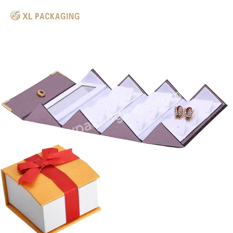 Custom Logo Earring Necklace Bracelet Luxury Cardboard Magnetic Folding Jewelry Box With Folding Tray