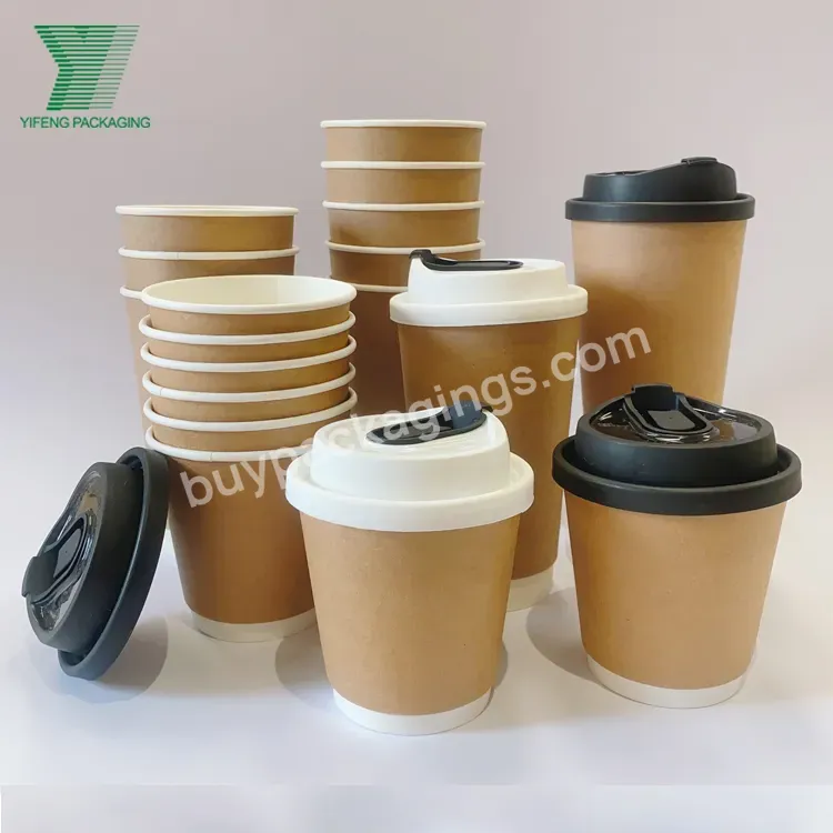 Custom Logo Espresso Coffee Cup Design 8oz 12oz 16oz Disposable Paper Cups With Lids For Hot Drinks