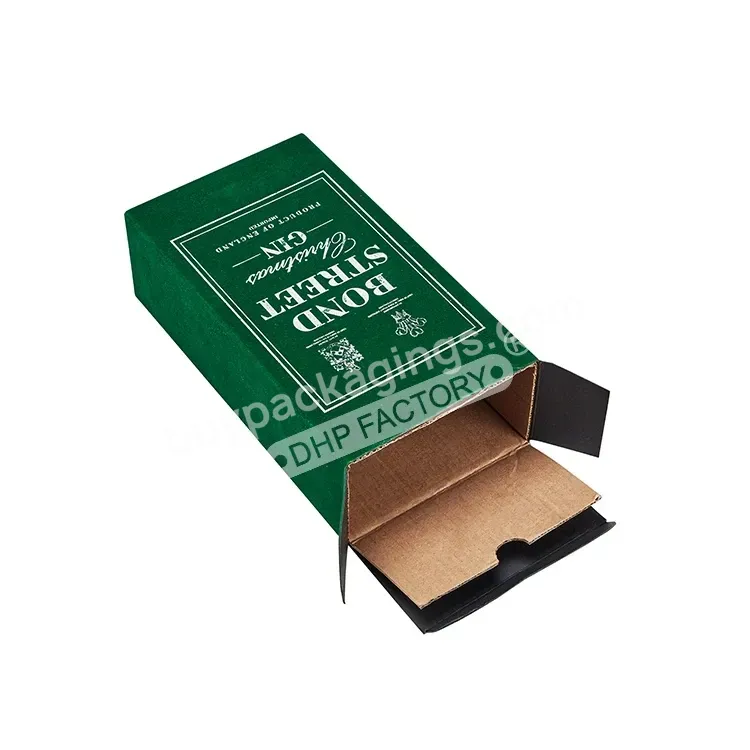 Custom Logo Hot Stamping Unique Velvet Paper Packaging High End Wine Whisky Liquor Bottle Gift Box With Corrugated Insert