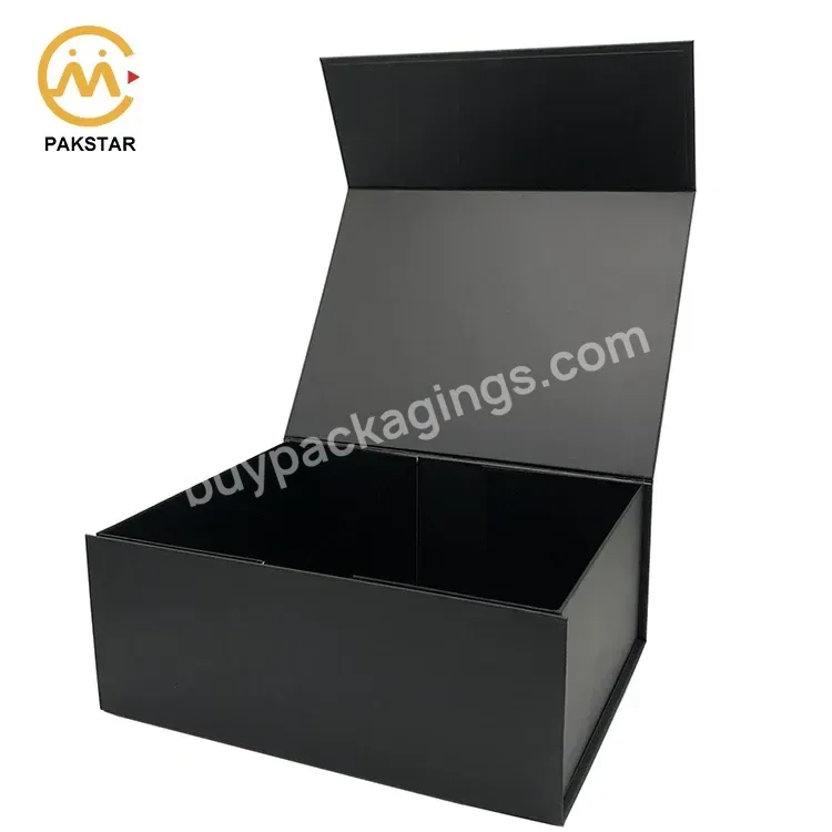 Custom Logo Luxury Black Foldable Cardboard Product Packing Paper Gift Magnetic Packaging Box