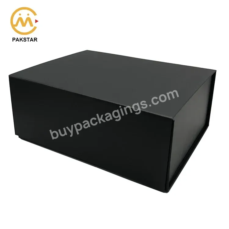 Custom Logo Luxury Black Foldable Cardboard Product Packing Paper Gift Magnetic Packaging Box