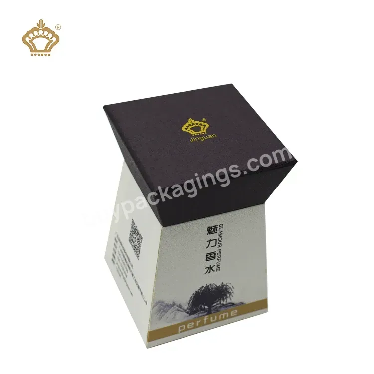 Custom Logo Luxury Black Hard Paper Cosmetic Packaging Empty Rigid Tower Shape Box Gift Bottle Lotion Perfume Box With Lid