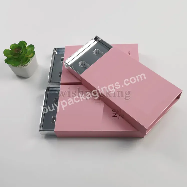 Custom Logo Luxury Cardboard Paper Packaging Pink Removable Drawer Lid Rigid Gift Boxes For Eyeliners Cosmetics Box