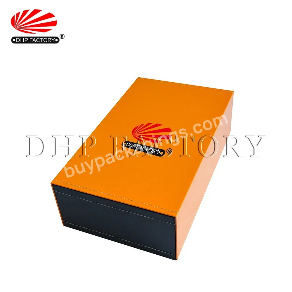 Custom Logo Luxury Magnetic Closure Paper Cardboard Packaging Gift Set Bottle Wine Box Leather With Satin Insert