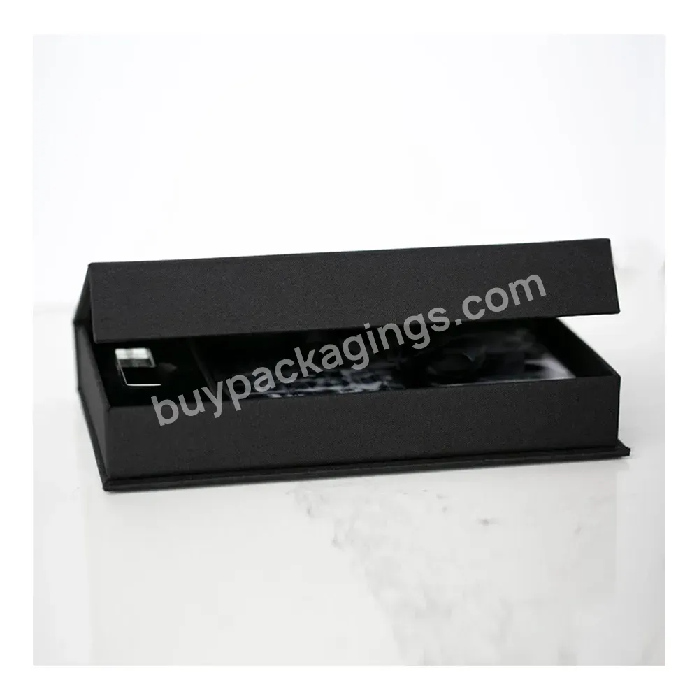 Custom Logo Luxury Matte Rigid Black Gift Box With Magnetic Flap Closure Folding Box With Lid