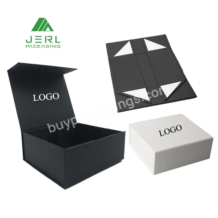 Custom Logo Luxury Paper Black Hat Rigid Magnetic Foldable Gift Box Collapsible Box With Magnet Flat