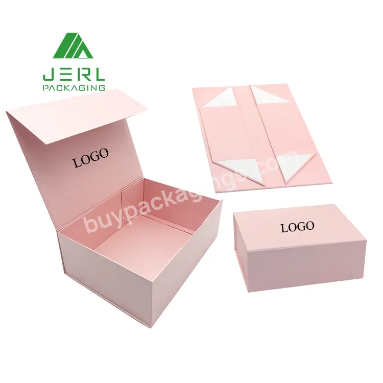 Custom Logo Luxury Paper Black Hat Rigid Magnetic Foldable Gift Box Collapsible Box With Magnet Flat