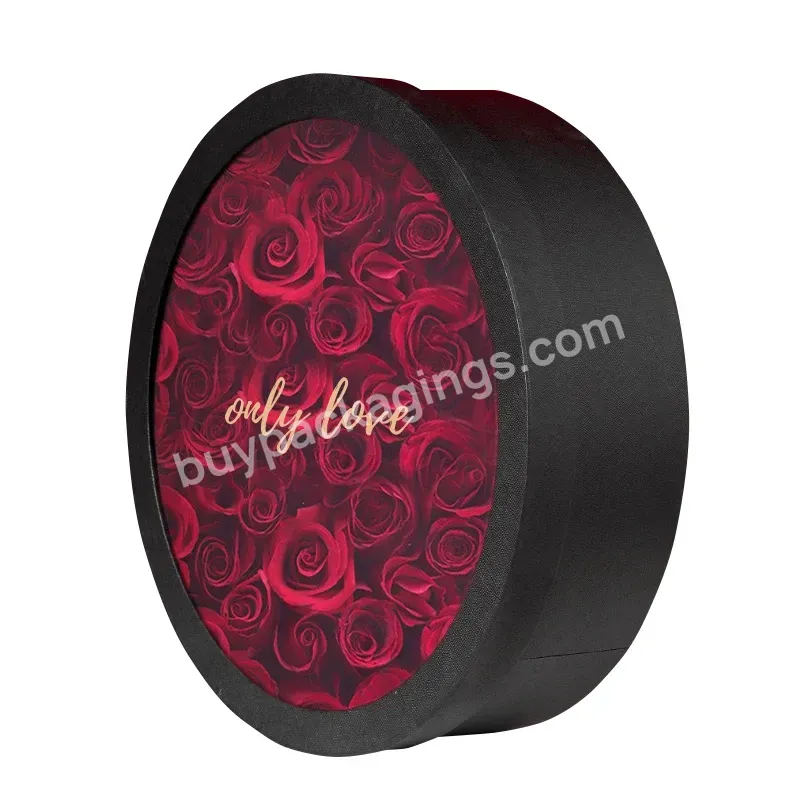 Custom Logo Luxury Pink Rose Packaging Paper Cylinder Rigid Cardboard With Hat Round Tube Gift Flower Box