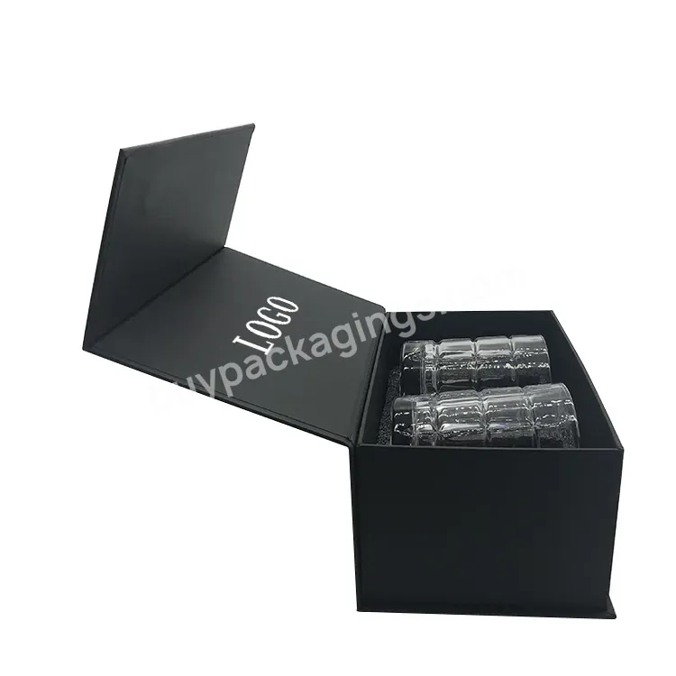 Custom Logo Magnetic Whisky Wine Glass Set Gift Box Packaging With Foam Insert