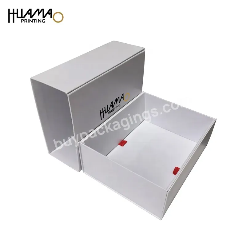 Custom Logo Multi-color Cardboard Magnetic Folding Gift Packaging Boxes With Lid Paper Packing Ribbon Big White Square Gift Box