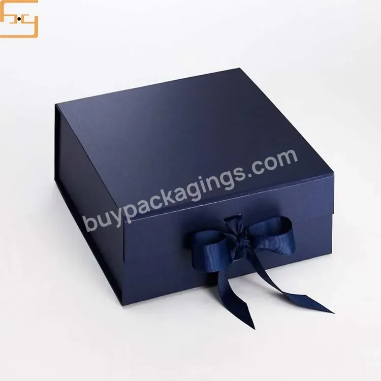 Custom Logo Navy Blue Paper Box Folding Cosmetic Clothing Cardboard Package Box Packaging Magnetic Gift Box For Perfumes