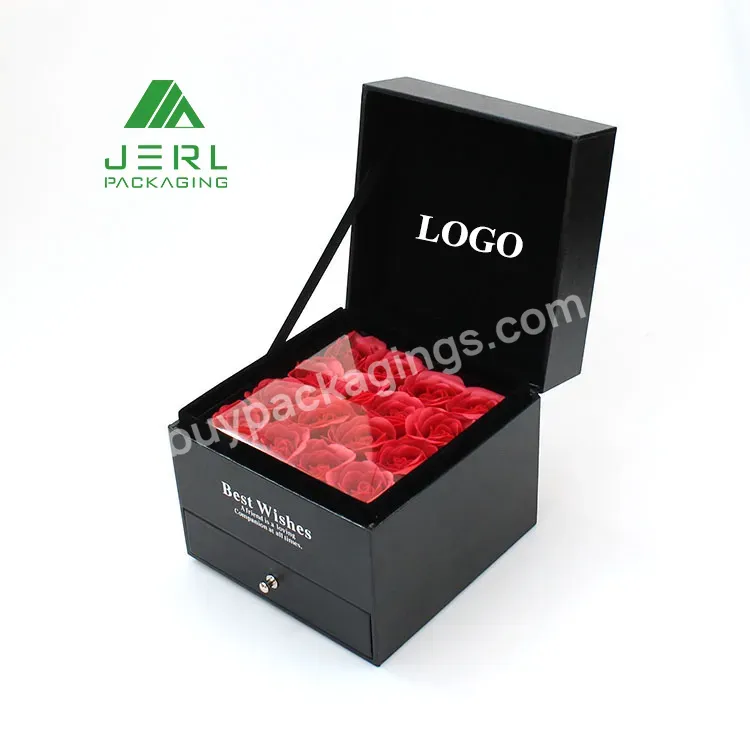 Custom Logo Preserved Flower Jewelry Box Eternal Rose Square Box