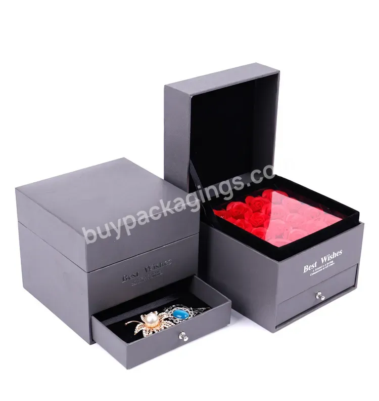 Custom Logo Preserved Flower Jewelry Box Eternal Rose Square Box