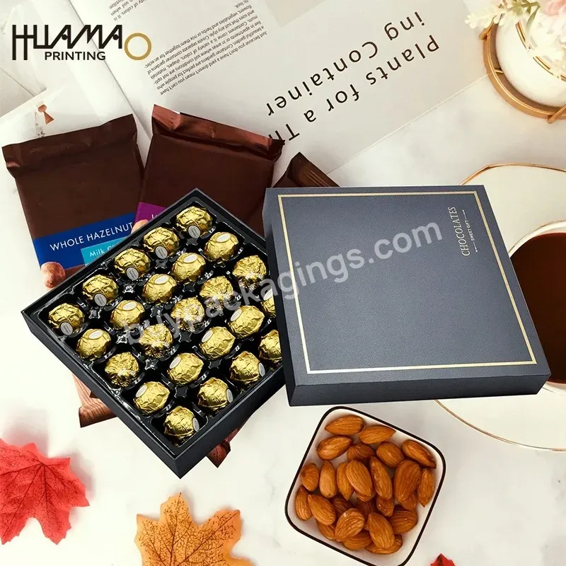 Custom Logo Printed Food Grade Grid Chocolate Box Packaging Sweet Candy Paper Boxes Rigid Cardboard Wedding Favor Box