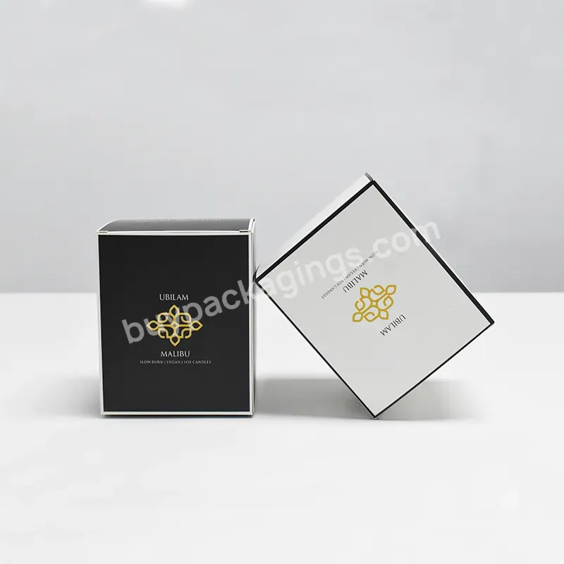 Custom Logo Printed Gold Foil Stamping Black Empty Small Medium Large Candle Gift Boxes Packaging With Insert