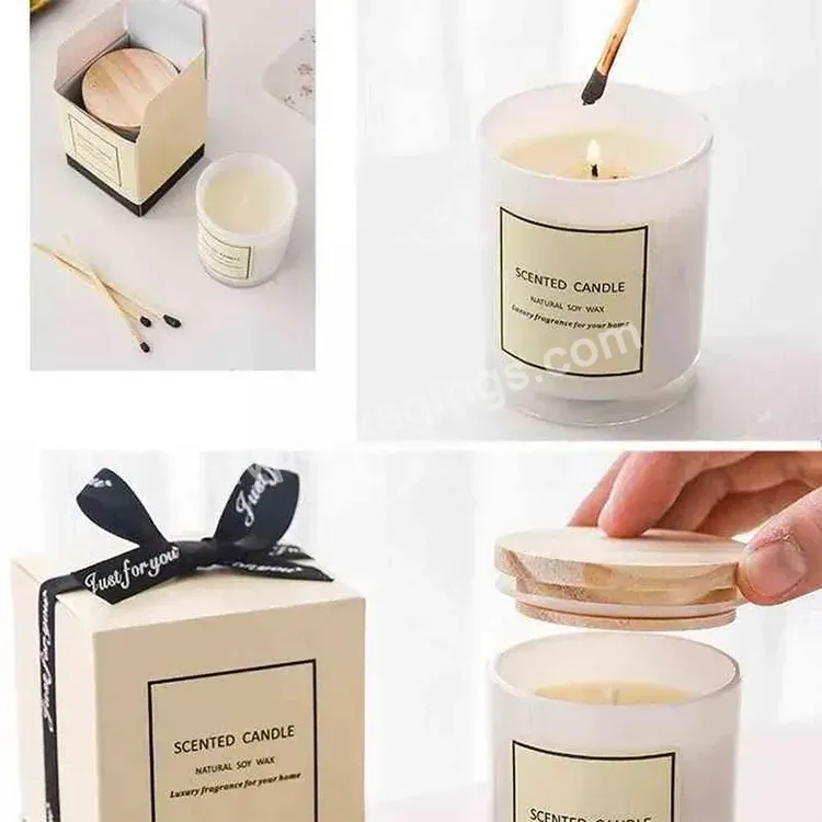 Custom Logo Printing Holiday Gift Packing Adhesive Label Printed Self Seal Personalised Candle Set Candle Holder Packaging Box