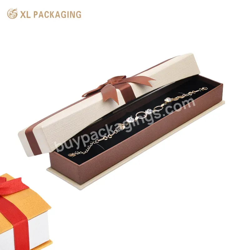 Custom Logo Ribbon Bracelet Necklace Ring Luxury Jewelry Lid And Base Packaging Box For Gift