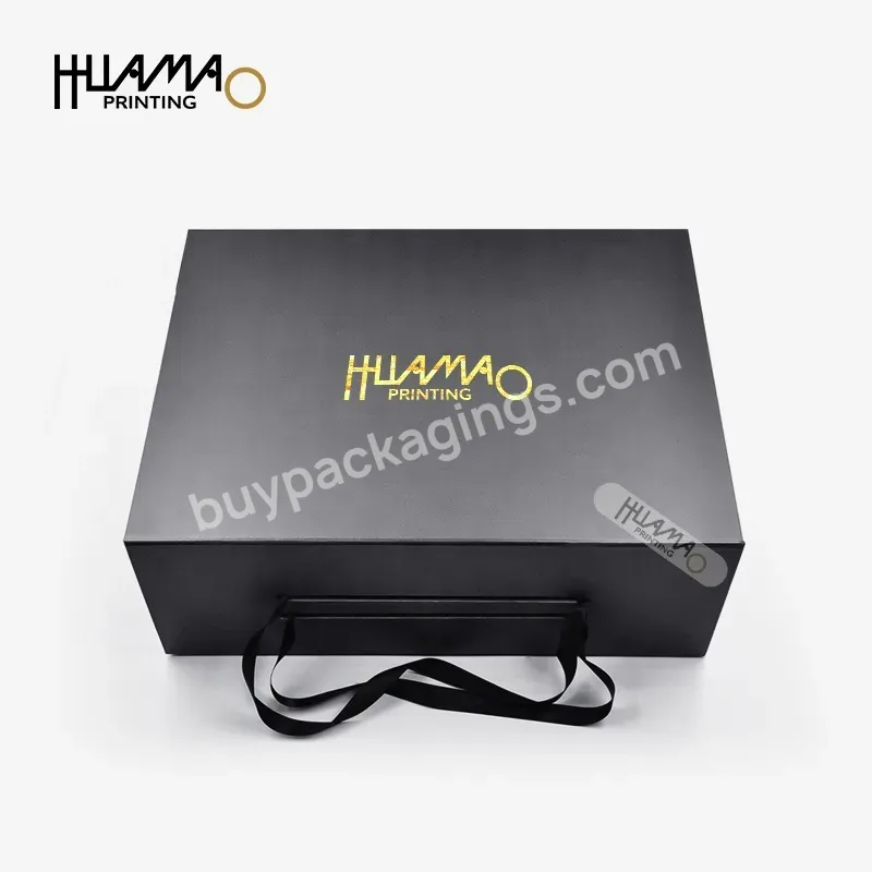 Custom Logo Shoe Boxes Black Magnetic Rigid Cardboard Shoe Box Gold Foil Cheap Women Men Shoes Packing Box Luxury Hmc-0047 Oem