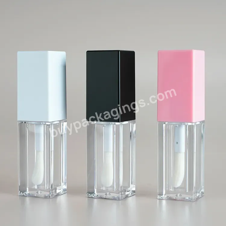 Custom Logo Transparent Lip Gloss Tubes Custom Packaging Empty Lip Gloss Tube Square With Brush Head