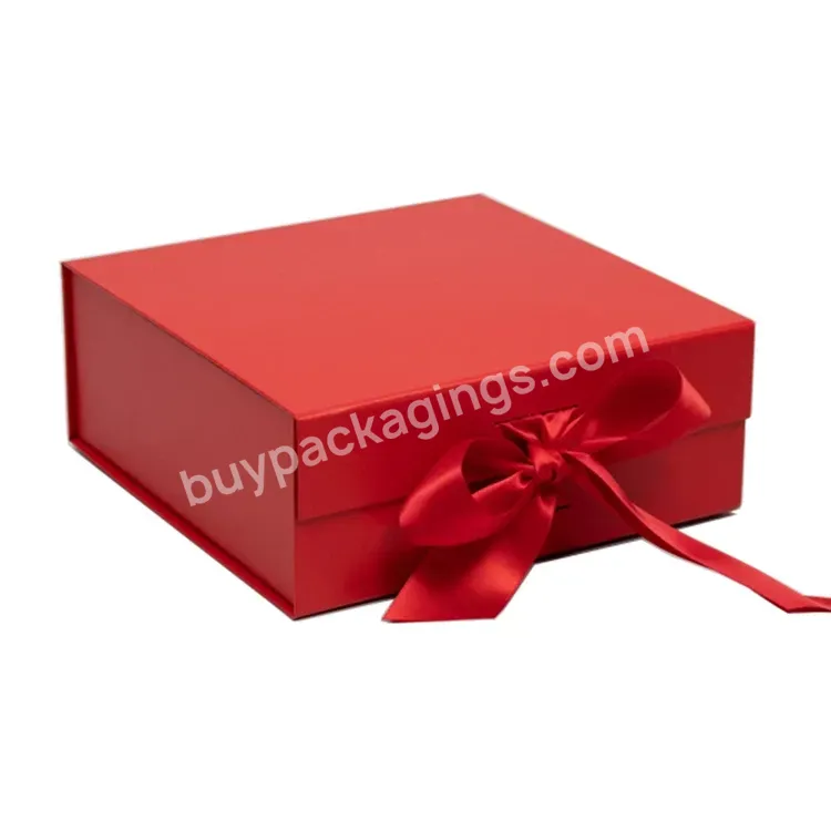 Custom Logo Wholesale Price Flat Matte Magnet Closure Product Packaging Boxes Red Folding Magnetic Gift Box