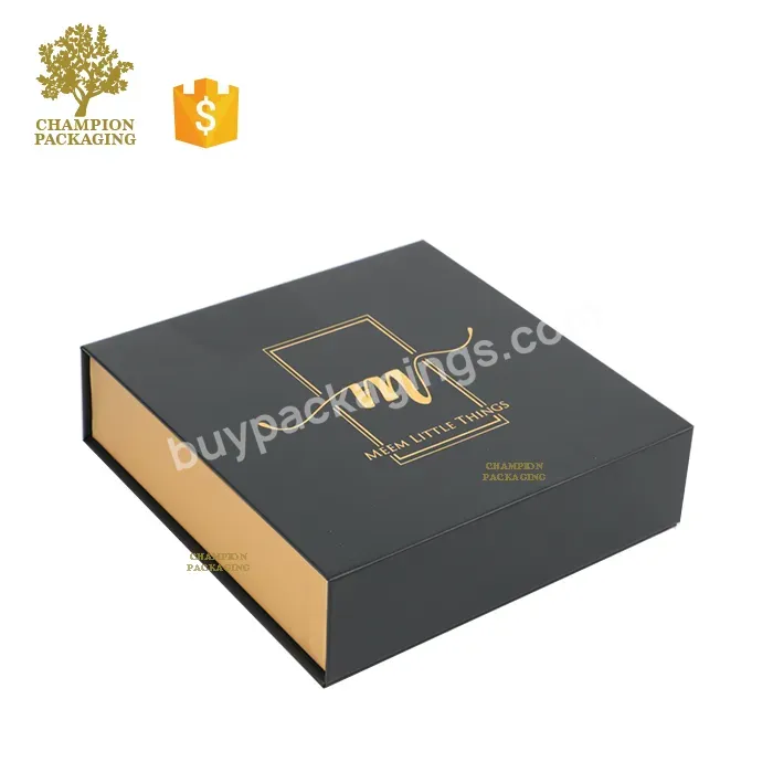 Custom Luxury Black And Gold Color Magnetic Closure Book Shape Gift Packaging Box