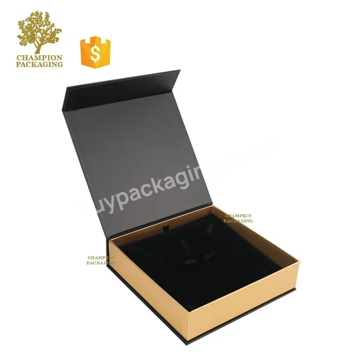 Custom Luxury Black And Gold Color Magnetic Closure Book Shape Gift Packaging Box