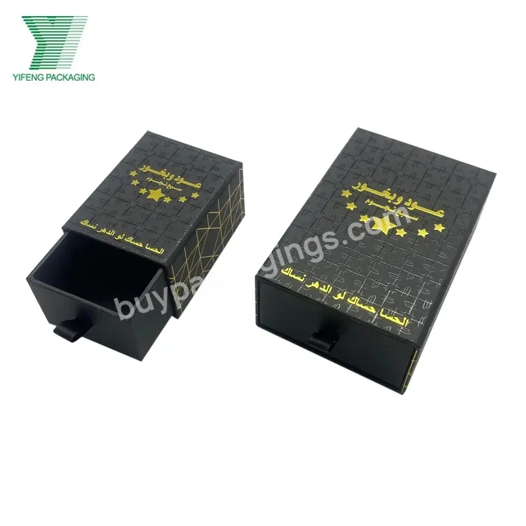 Custom Luxury Black Art Paper Magnetic Packaging Box Drawer Rigid Gift Box With Spot Uv Logo