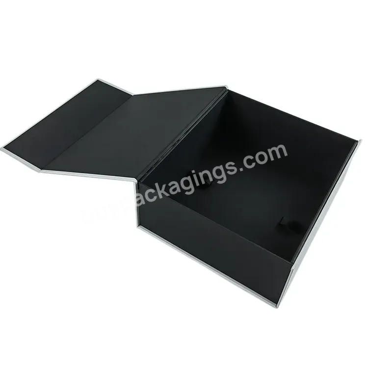 Custom Luxury Collapsible Hard Matte Paper Foldable Black White Magnetic Gift Box Packaging