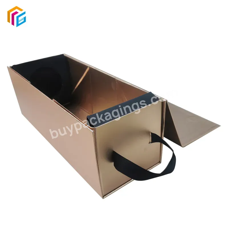 Custom Luxury Flat Shipping Packaging Box Cardboard Pink Folding Magnet Closure Gift Box Magnetic Packaging Box With Ribbons