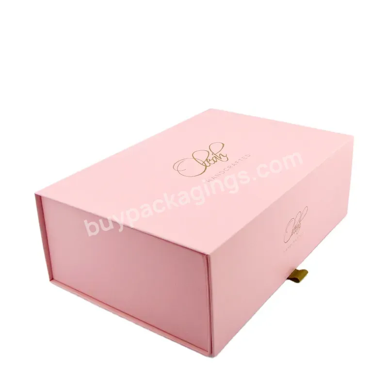 Custom Luxury Folding Pink Color Printing Magnetic Gift Box Packaging Shoe Box