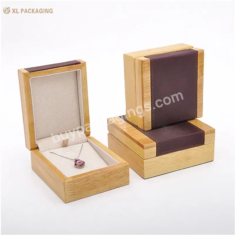 Custom Luxury Hinged Lid Base Wooden Texture Suede Insert Pad Jewelry Gift Box For Ring Bracelet Packing Box