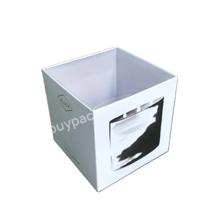Custom Luxury Paper Gift Packaging Window White Candle Box