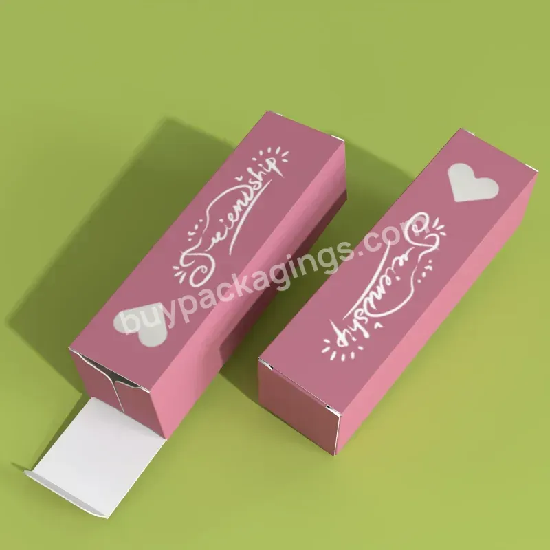 Custom Luxury Printing Pink Paper Box Fold Cosmetics Lip Gloss Packaging Box Lipstick Paper Box With Heart Shape