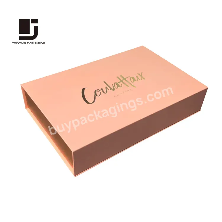 Custom Luxury Rigid Cardboard Magnetic Packing Hair Packaging Boxes Pink