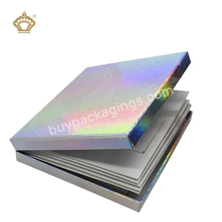 Custom Luxury Silver Holographic Paper Boxes Cardboard Carton Magnetic Clothing Cosmetics Paper Box Packaging