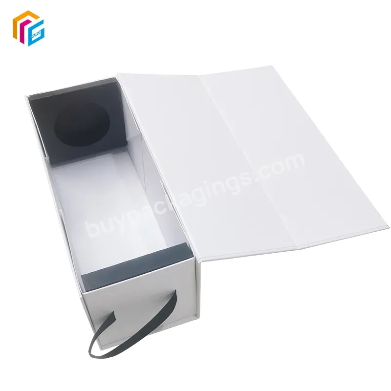 Custom Luxury White Magnetic Flap Boxes Shoes Clothes Magnetic Box Foldable Cardboard Magnetic Closure Boxes With Ribbons