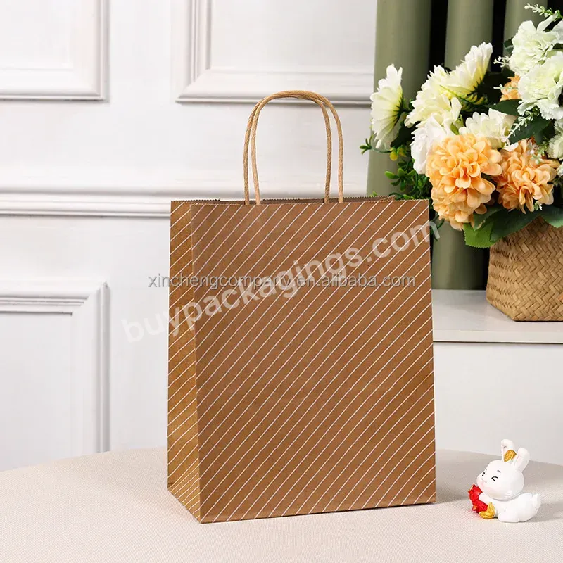 Custom Made Print Take Out Coffee To Go Brown Flat Handle Take Away Fast Food Packaging Kraft Paper Bag Restaurant Carry Bags