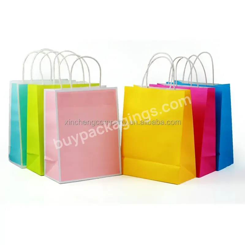 Custom Manufacturer Wedding Reusable Brown Kraft Shopping Paper Bag With Ribbon Handle