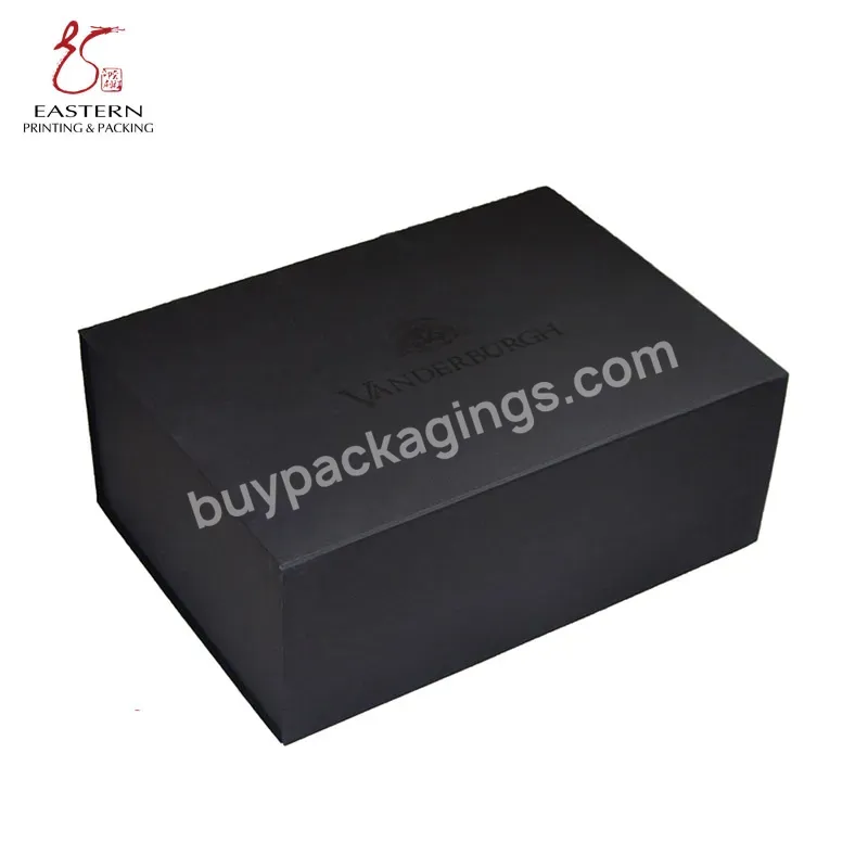 Custom Matte Black Spot Uv Logo Folding Shoe Box With Magnetic Closure