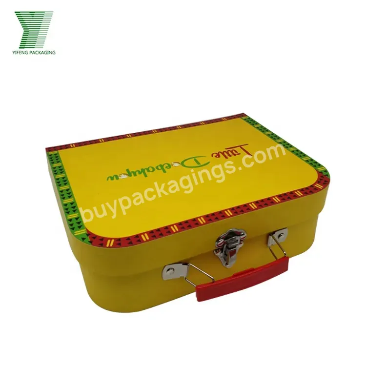 Custom Mini Paper Cardboard Suitcases Packaging Children Baby Blanket Vintage Suitcase Gift Packaging Box With Handle