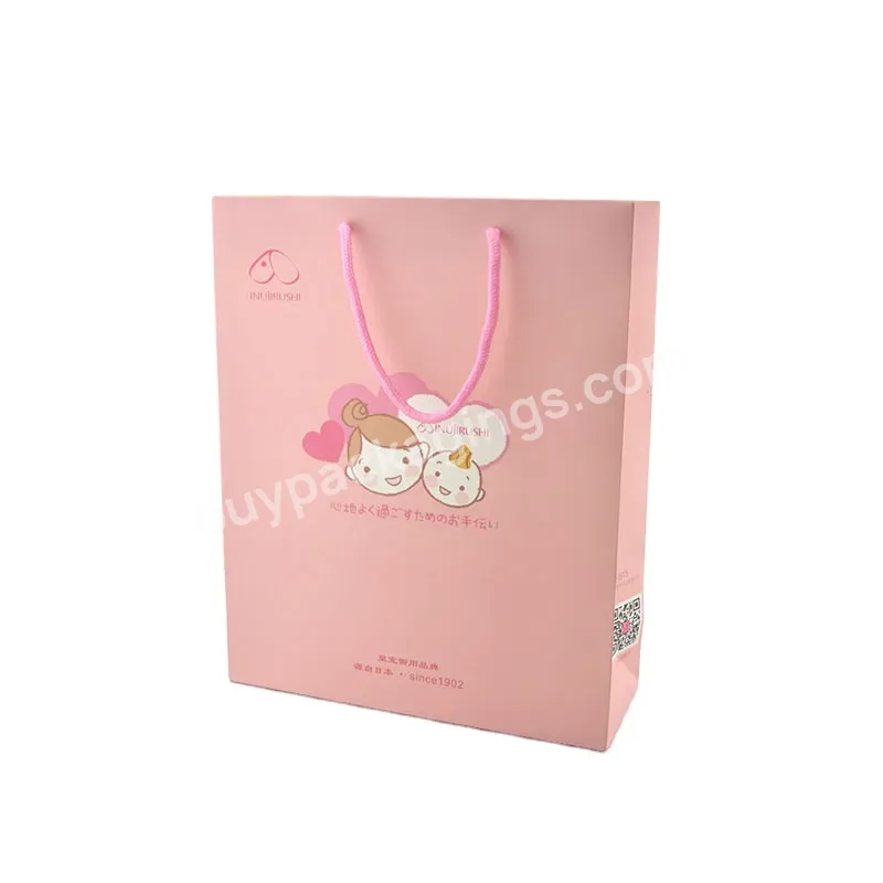 Custom Oem Luxury Pink Print Logo Gift Shopping Paper Bag Custom Logo Print Wholesale Ivory Board Paper Gift Bag With Handle